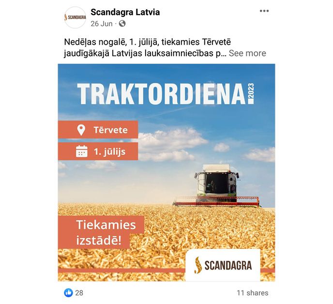 Scandagra sociālo tīklu posts